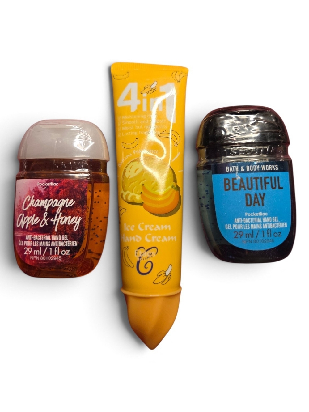2x Antibacterial Hand Gels & 1x Banana Ice Cream 4-in-1 Hand Cream